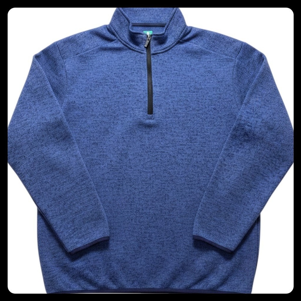 Pro Tour Quarter Zip Pullover Mens XL Blue Marled Fleece Golf Sweater